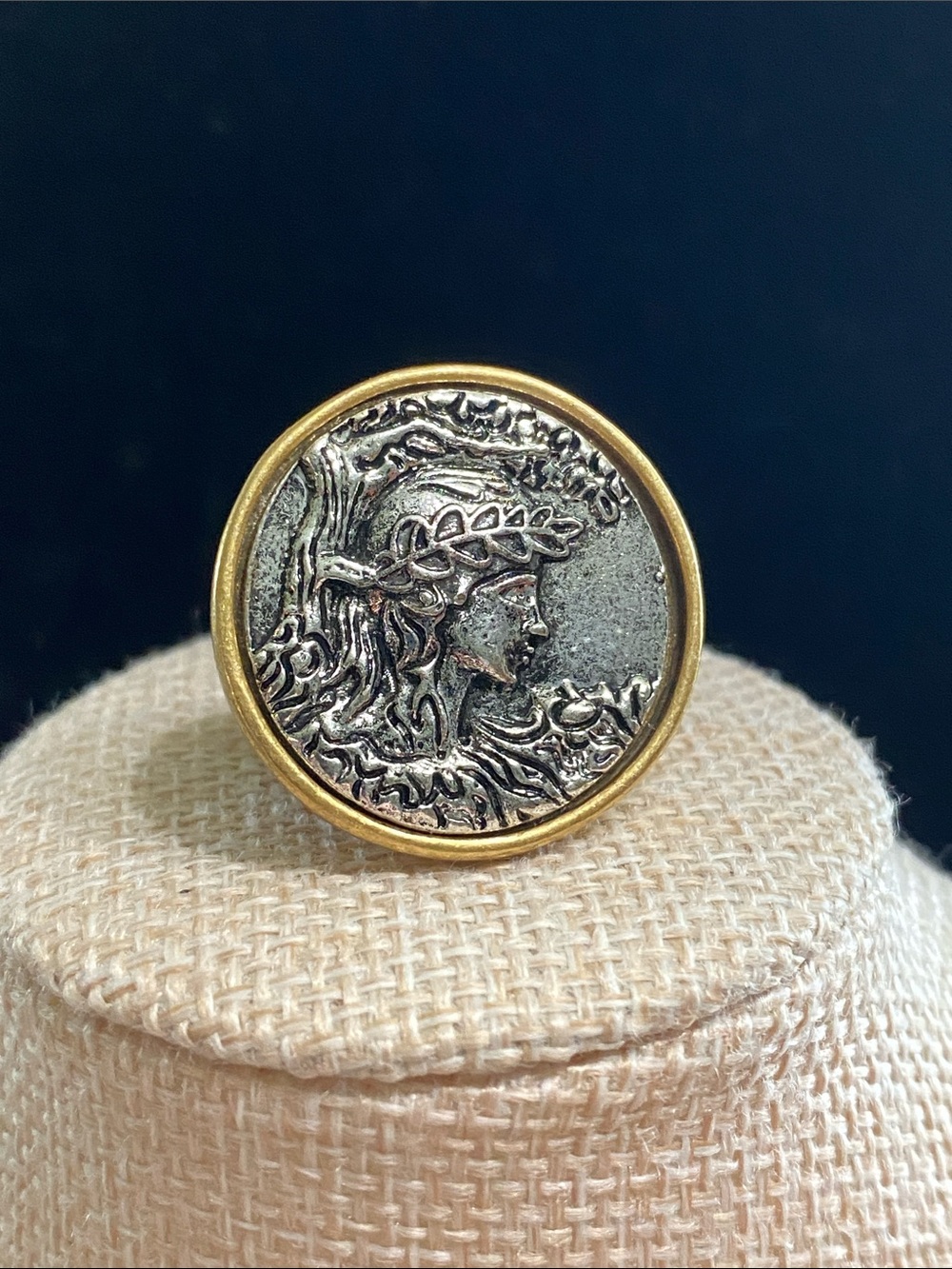 Gold and Silver Greek Goddess Signet Ring